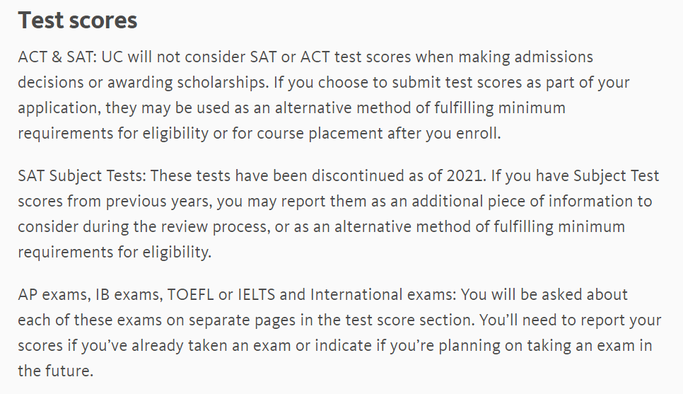 请注意！今年UC网申系统不能添加标化分数，除非无TOEFL/ILETS的学生才有机会填写！