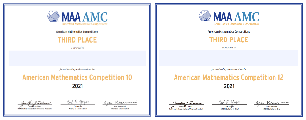 2022AMC10/12竞赛证书下载官网，AMC不同奖项证书都长啥样？