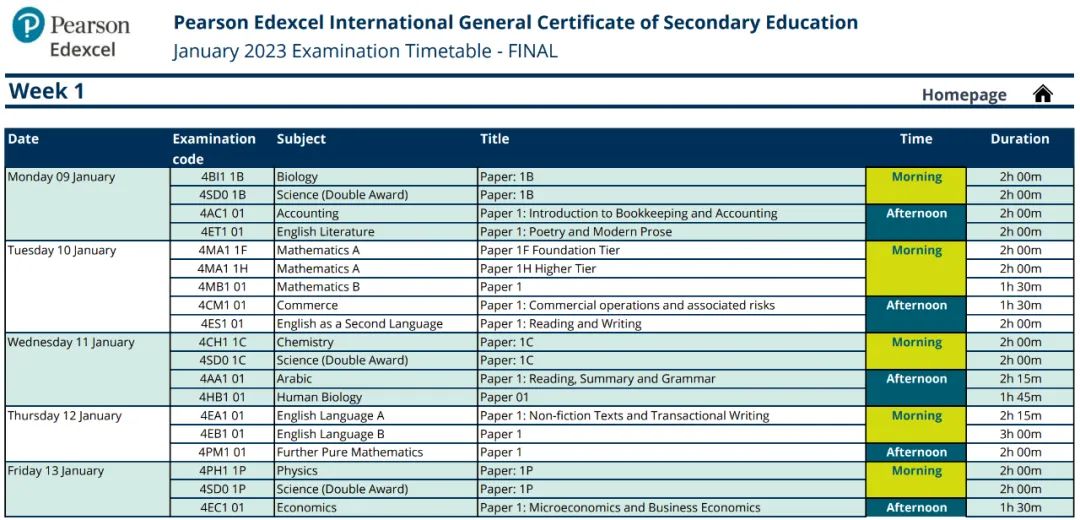 2023年1月Edexcel IGCSE考试时间公布，居然有这么多变化？