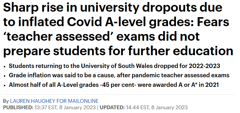 英媒报道：由于疫情导致A-level教师评估成绩虚高，大学辍学率急剧上升！