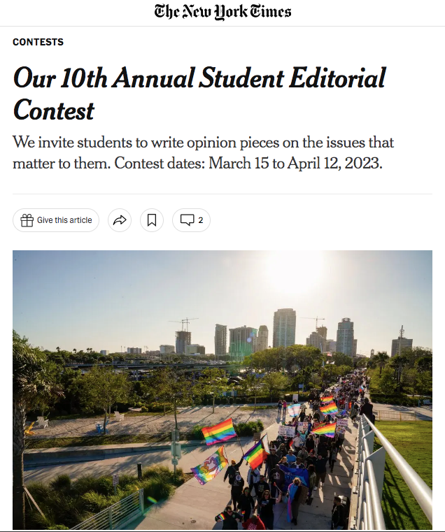 【报名】海狸学院New York Times Editorial Contest辅导项目