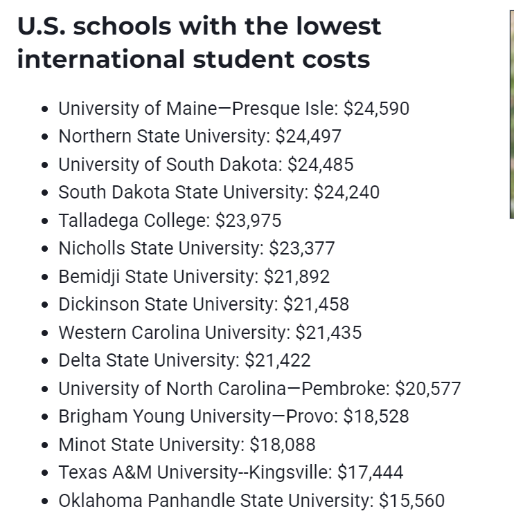 留学成本盘点｜留学成本最低的15所美国大学