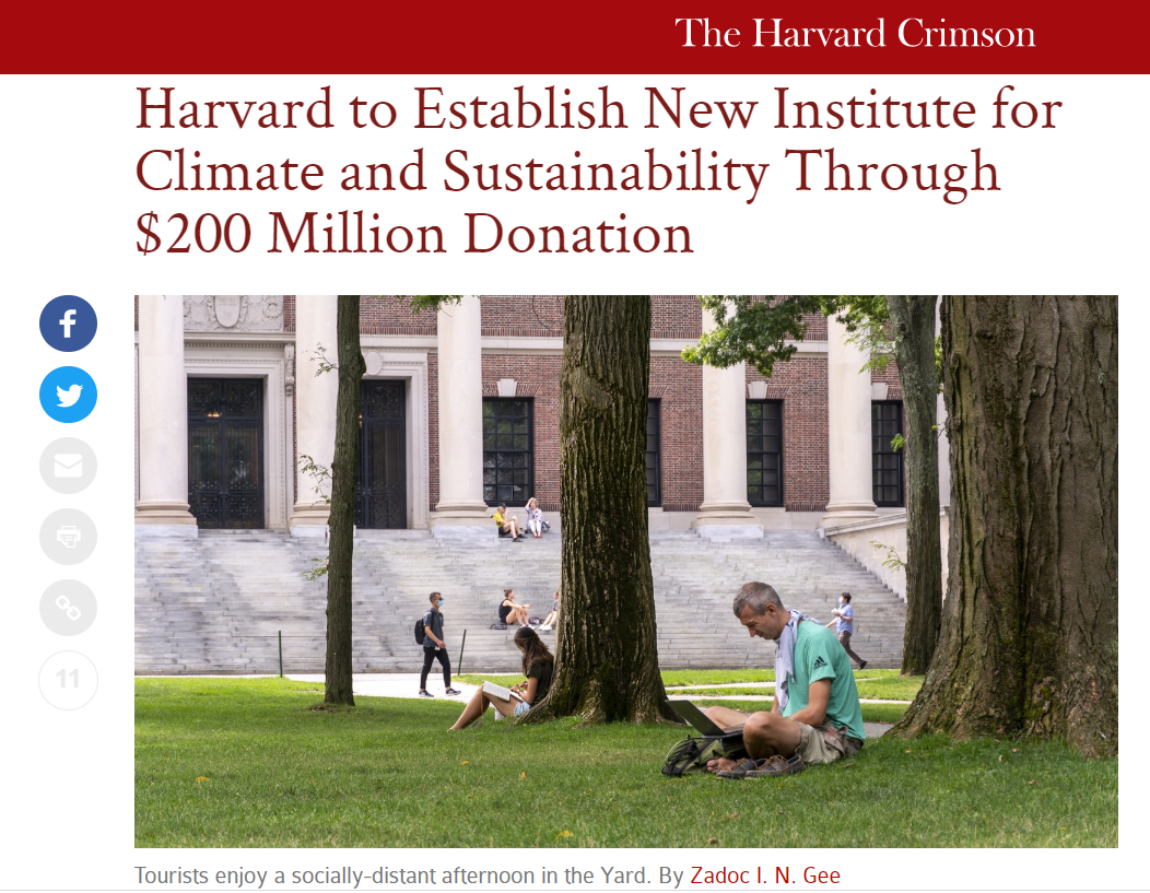 继斯坦福后，哈佛大学成立可持续发展中心，预计这类专业将大幅扩招！