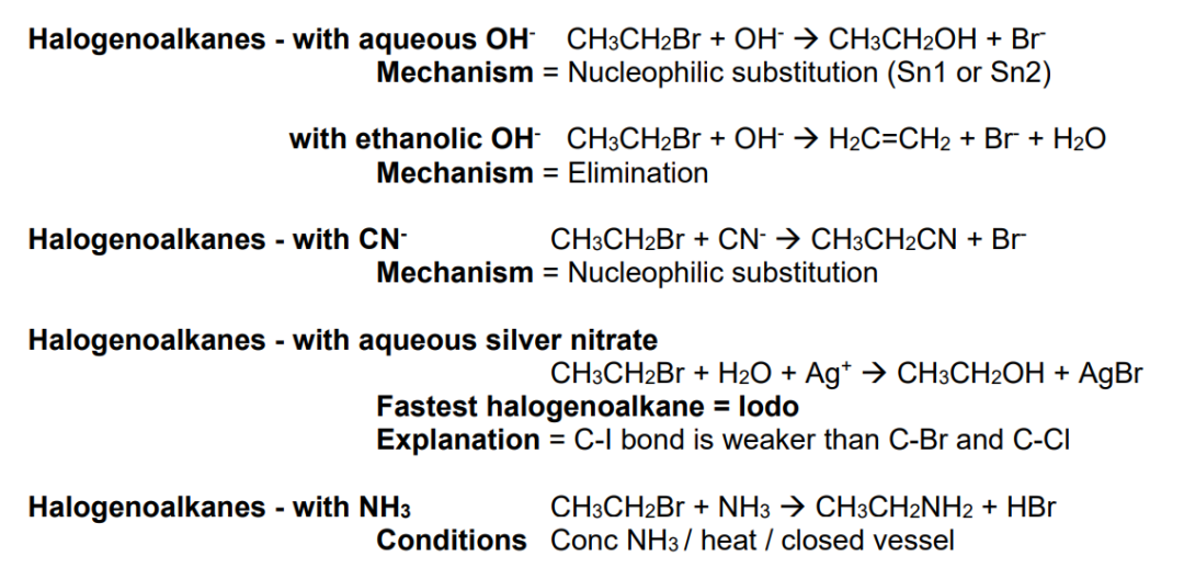 CAIE ALevel化学备考：AS方程式总结