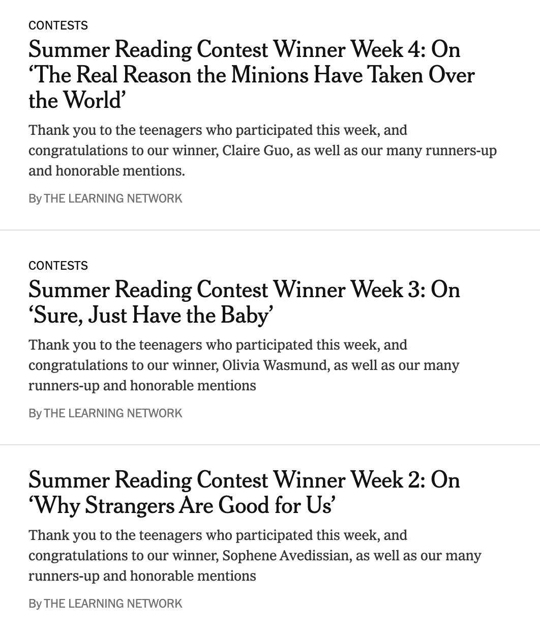 传媒类竞赛首选！「纽约时报夏季读写竞赛」新赛季来啦！