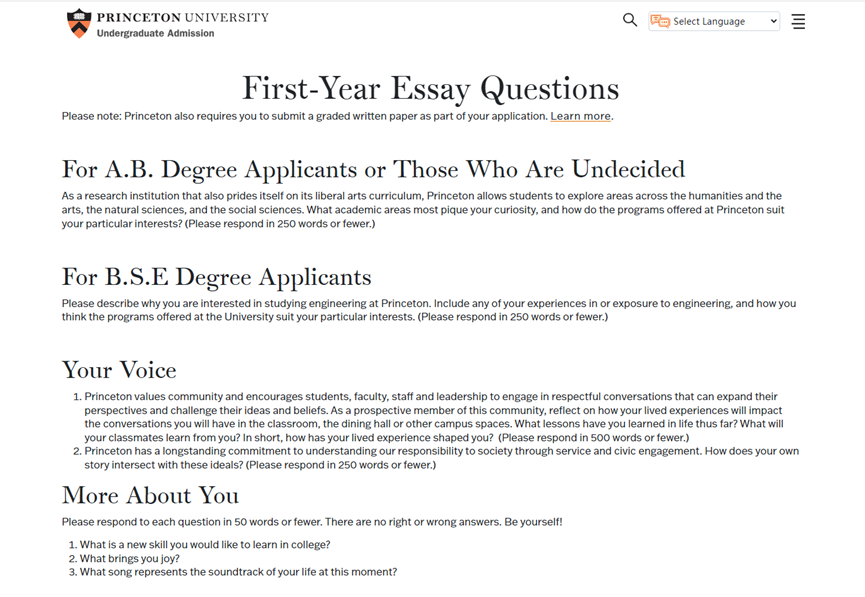 U.S. News排名前十的美国大学对于申请文书都有哪些特殊的要求？