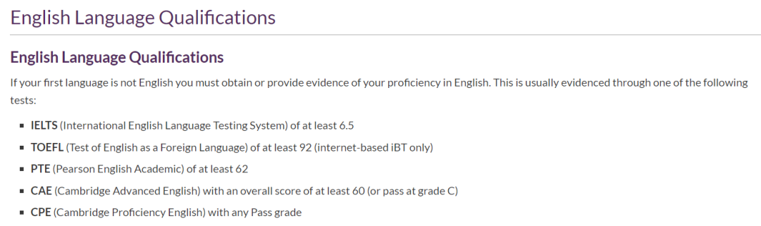 24fall留学 | 盘点英国QS前百大学接受的英语测试类型及最低分数要求