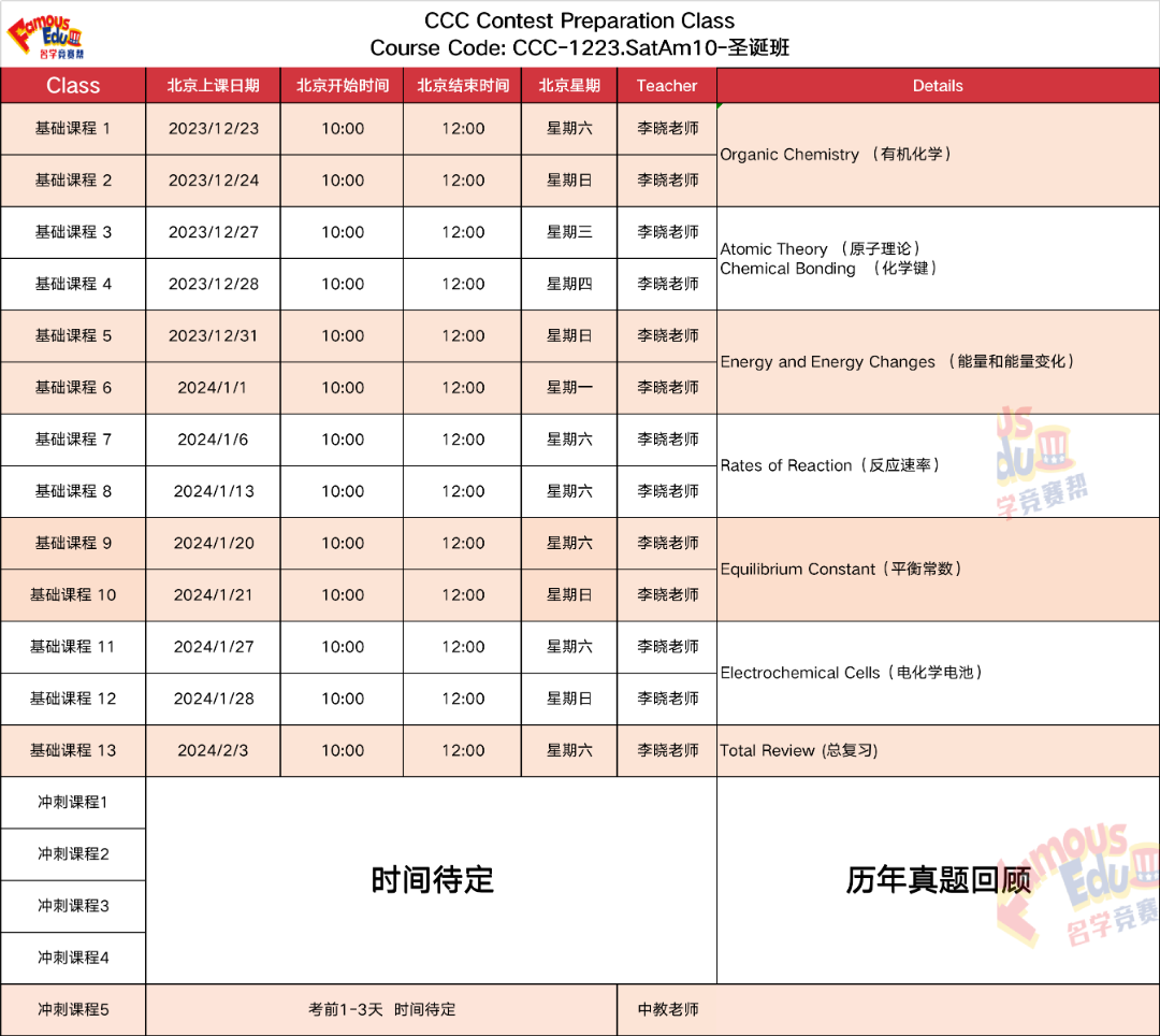 开课通知 | CCC化学重点提分秘诀，冲刺金奖真的没那么难！