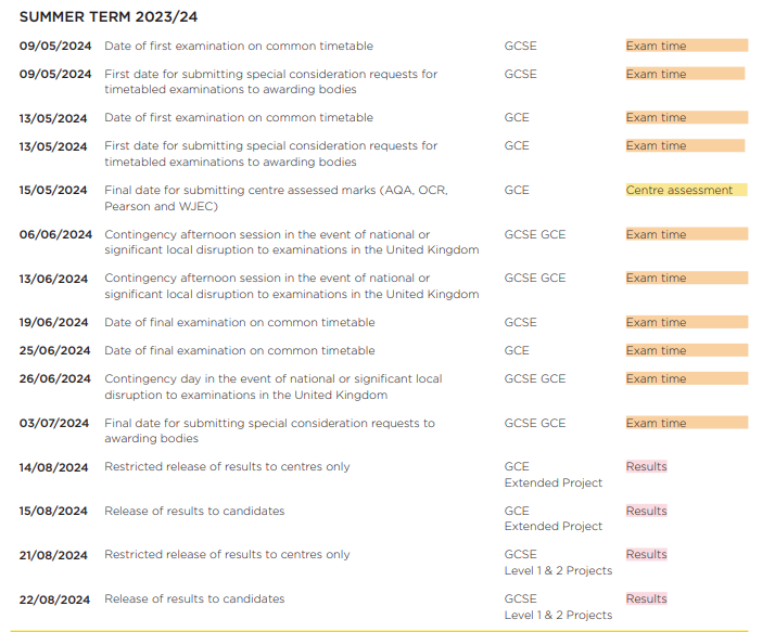 2024GCSE和A-Level考试时间已定