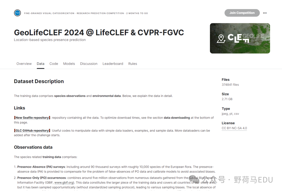Kaggle计算机视觉 | GeoLifeCLEF 2024-基于地理位置的物种存在预测竞赛