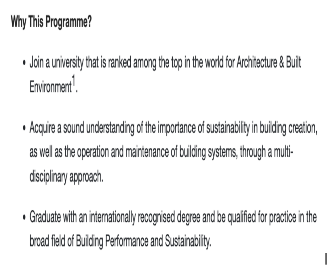 新加坡留学 | 新加坡国立大学建筑性能和可持续发展理学硕士