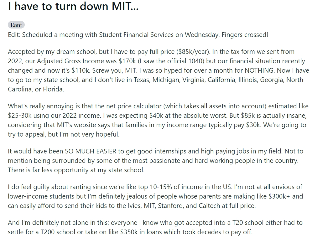 “录了MIT却不得不放弃！”一年9万刀的学杂费，让越来越多中产陷入两难......