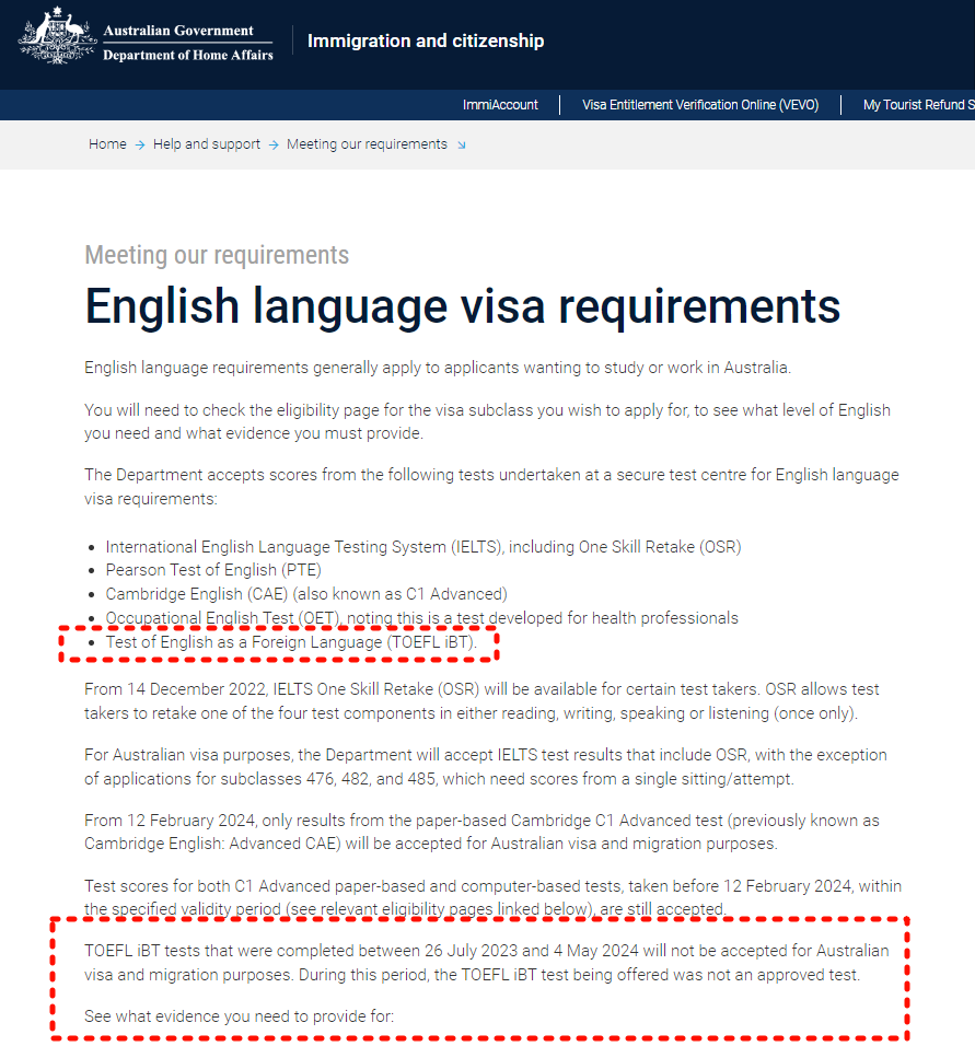 重磅 | TOEFL iBT重回澳洲移民局认可语言测试清单！