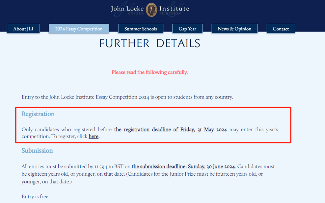 *重要！John Locke今日截止报名！附比赛评判要求及辅导培训