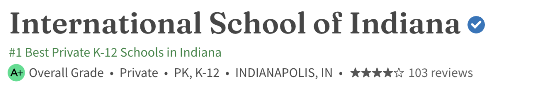 高性价比走读｜NicheA+·IB学校典范·印第安纳州K12榜首 International School of Indiana