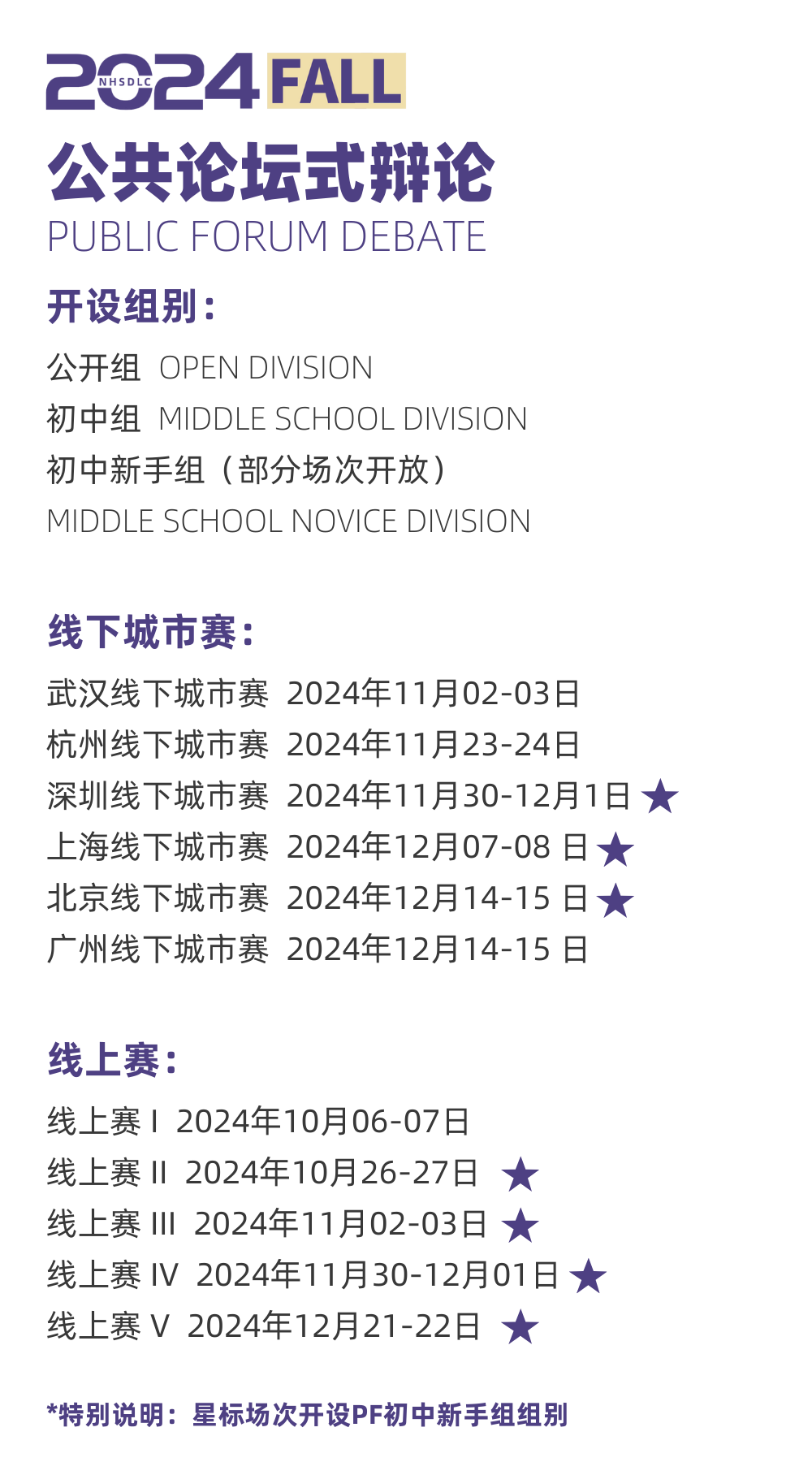 2024 NHSDLC秋季常规赛比赛场次安排出炉！重要赛事信息请查收！